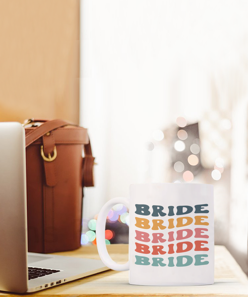 Bride Cup, Groovy Bachelorette, Groovy Bride, Retro Bride Mug, Bridal Party Mugs, Wedding Day, Aesthetic Boho Coffee Cup