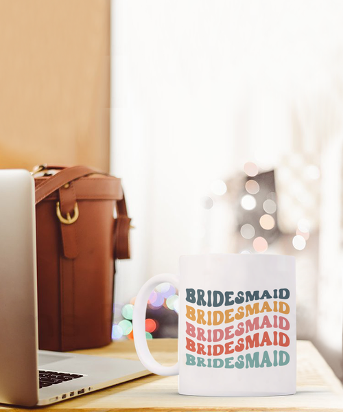 Bridesmaid Mug, Groovy Bachelorette, Groovy Bridesmaid, Retro Bridesmaid Mug, Bridal Party Mugs, Wedding Day, Aesthetic Boho Coffee Cup