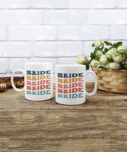 Bride Cup, Groovy Bachelorette, Groovy Bride, Retro Bride Mug, Bridal Party Mugs, Wedding Day, Aesthetic Boho Coffee Cup