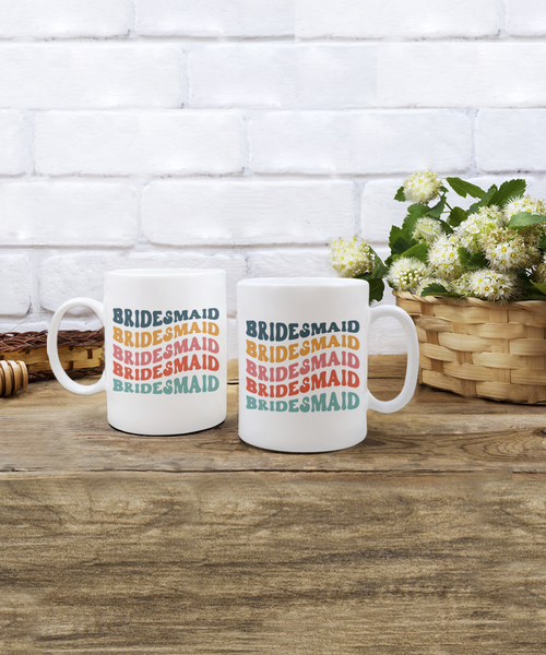 Bridesmaid Mug, Groovy Bachelorette, Groovy Bridesmaid, Retro Bridesmaid Mug, Bridal Party Mugs, Wedding Day, Aesthetic Boho Coffee Cup