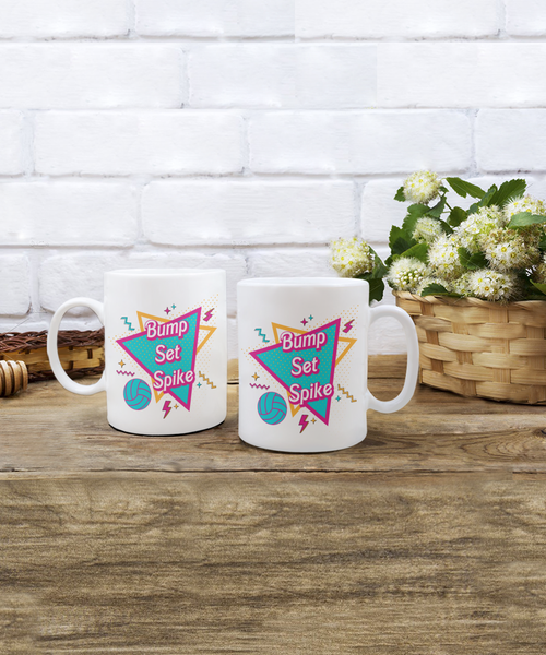 Bump Set Spike Mug, Volleyball Mom, Volleyball Coach, Volleyball Player Gift, Volleyball Team Gift, Volleyball Gift Idea, Retro 90's Coffee Cup