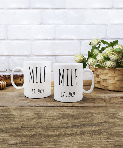 First Time Mom Gift, Postpartum Gift, New Mom Gift, MILF Est 2024 Mug, Push Present, Mother's Day Cup, Pregnant, Expecting Mom, New Baby Shower Gift