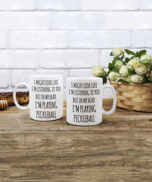 Pickleball Gift, Pickleball, Pickleball Gifts, Pickleball Mug, In My Head I'm Playing Pickleball Coffee Cup