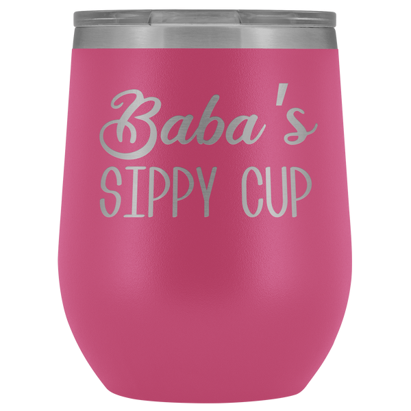 Baba's Sippy Cup Baba  Gifts Funny Stemless Stainless Steel Insulated Wine Tumbler BPA Free 12oz