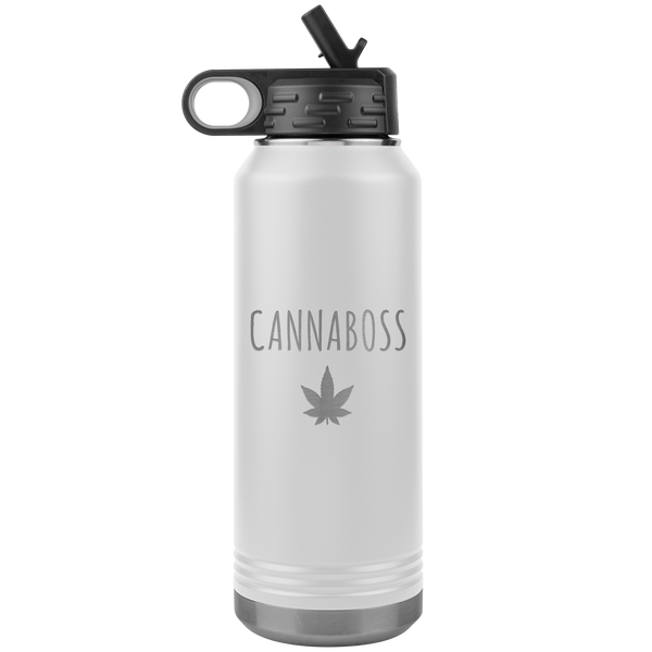 Cannaboss Weed Leaf Cannabis Gifts Marijuana Grower Dispensary Owner Water Bottle Insulated Tumbler 32oz BPA Free