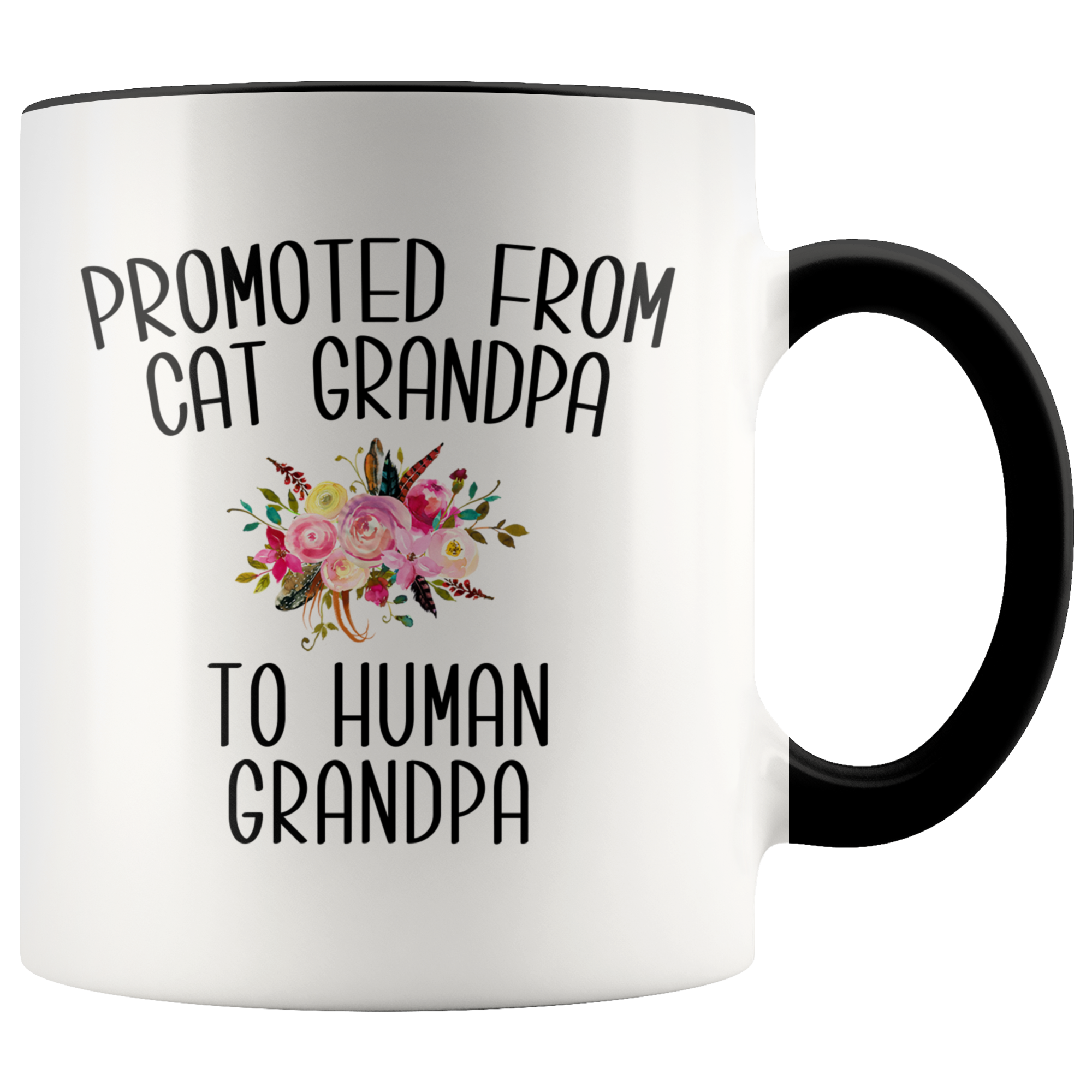 Promoted From Cat Grandpa To Human Grandpa Mug Grandfather Pregnancy Announcement Father in Law Reveal Gift for Him