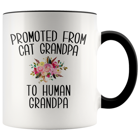 Promoted From Cat Grandpa To Human Grandpa Mug Grandfather Pregnancy Announcement Father in Law Reveal Gift for Him