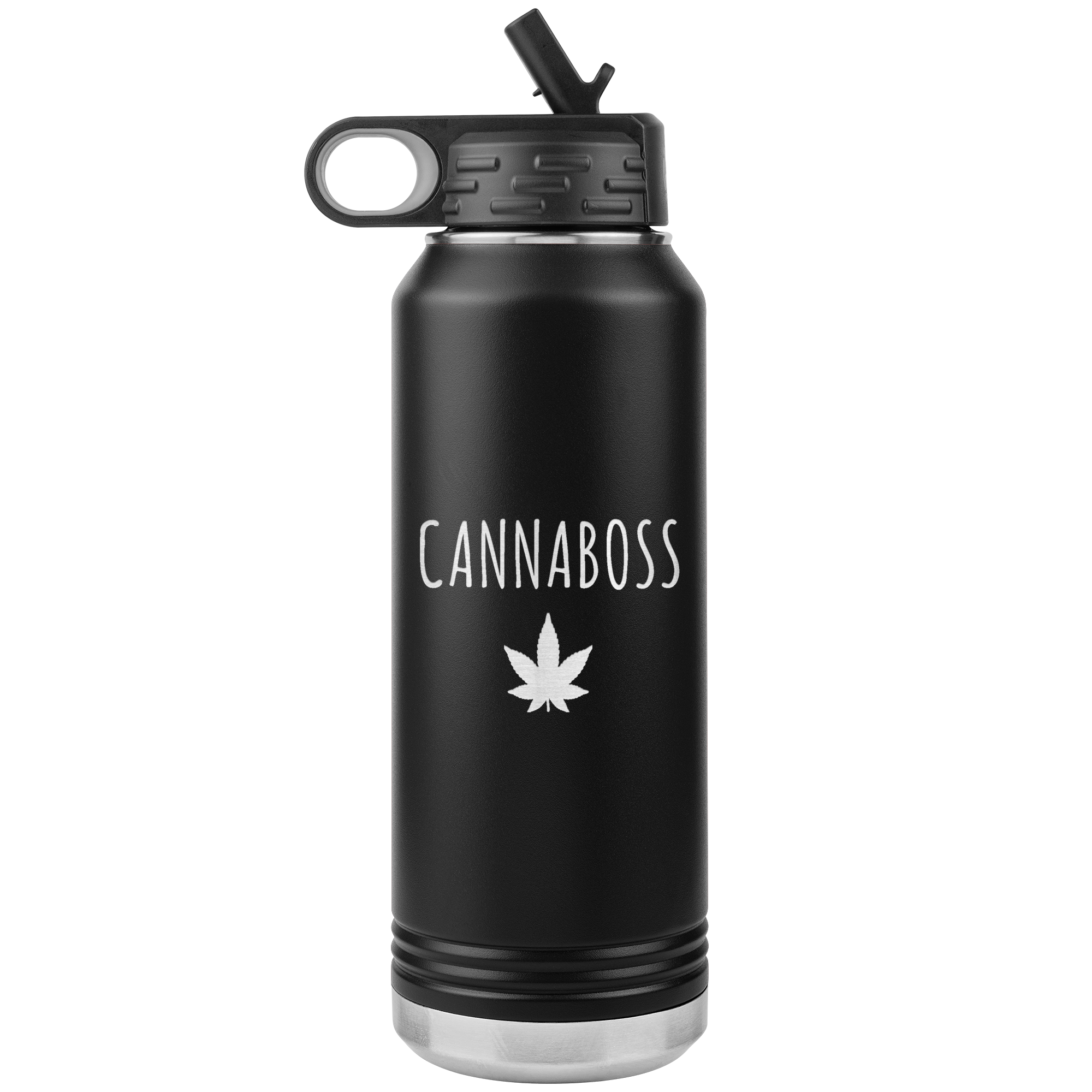 Cannaboss Weed Leaf Cannabis Gifts Marijuana Grower Dispensary Owner Water Bottle Insulated Tumbler 32oz BPA Free