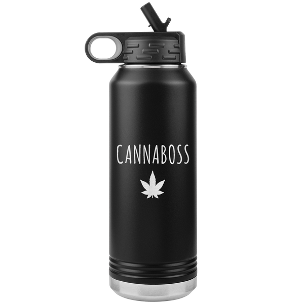 Cannaboss Weed Leaf Cannabis Gifts Marijuana Grower Dispensary Owner Water Bottle Insulated Tumbler 32oz BPA Free