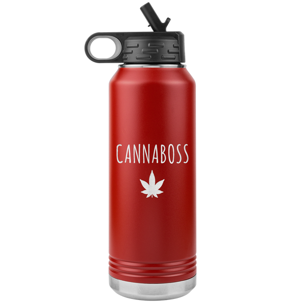 Cannaboss Weed Leaf Cannabis Gifts Marijuana Grower Dispensary Owner Water Bottle Insulated Tumbler 32oz BPA Free