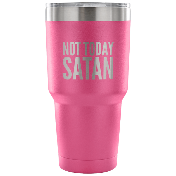 Not Today Satan Tumbler Metal Mug Double Wall Vacuum Insulated Hot Cold Travel Cup 30oz BPA Free-Cute But Rude