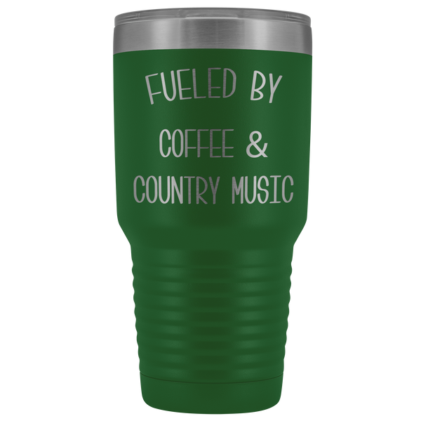 Fueled By Coffee & Country Music Tumbler Insulated Travel Coffee Cup Cute Country Western Fan Gift Nashville Mug BPA Free