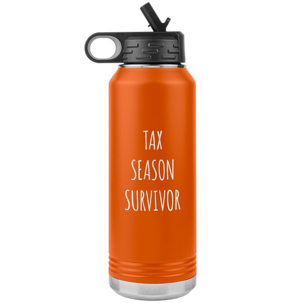 Funny Accountant Gift Tax Season Survivor Water Bottle 32oz BPA Free