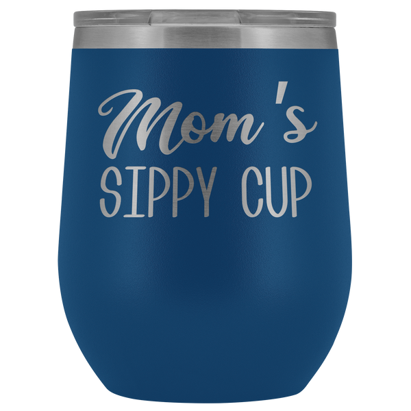 Mom's Sippy Cup Mom Wine Tumbler Funny Gifts for Mom Stemless Stainless Steel Insulated Tumblers Hot Cold BPA Free 12oz Travel Cup