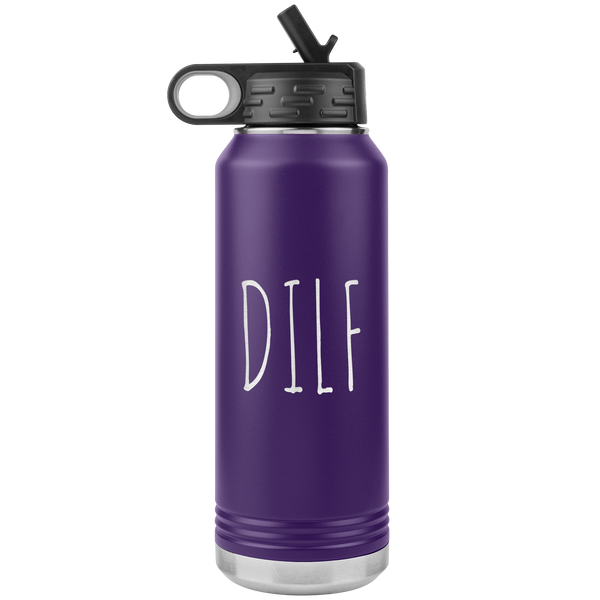 DILF Water Bottle For New Dad Funny Father's Day Gift Baby Shower Future Dad Pregnant Congratulations 32oz BPA Free