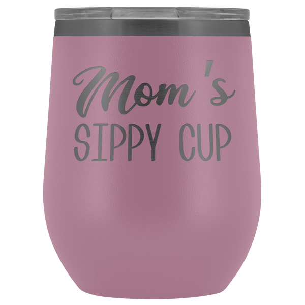 Mom's Sippy Cup Mom Wine Tumbler Funny Gifts for Mom Stemless Stainless Steel Insulated Tumblers Hot Cold BPA Free 12oz Travel Cup