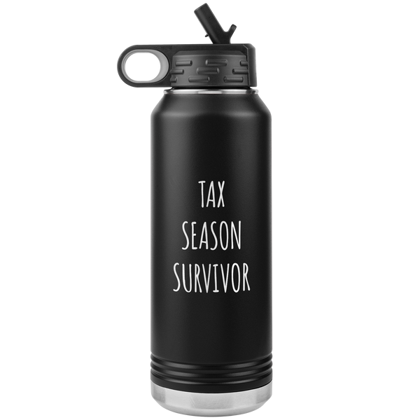 Funny Accountant Gift Tax Season Survivor Water Bottle 32oz BPA Free