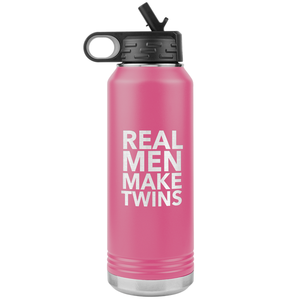 Dad of Twins Gift for Father's Day Real Men Make Twins Funny Water Bottle Insulated Tumbler 32oz BPA Free