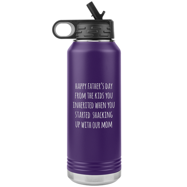 Funny Stepdad Gift From Kids Happy Father's Day From the KIDS You Inherited Water Bottle Insulated Tumbler 32oz BPA Free