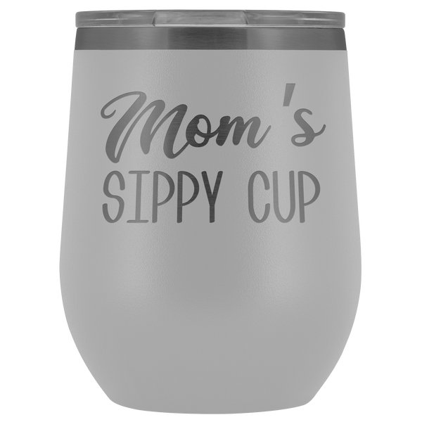 Mom's Sippy Cup Mom Wine Tumbler Funny Gifts for Mom Stemless Stainless Steel Insulated Tumblers Hot Cold BPA Free 12oz Travel Cup