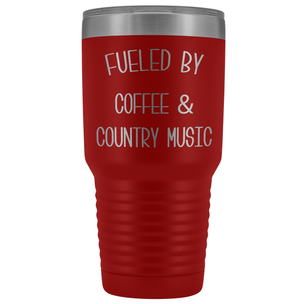 Fueled By Coffee & Country Music Tumbler Insulated Travel Coffee Cup Cute Country Western Fan Gift Nashville Mug BPA Free