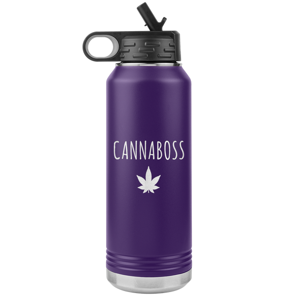 Cannaboss Weed Leaf Cannabis Gifts Marijuana Grower Dispensary Owner Water Bottle Insulated Tumbler 32oz BPA Free