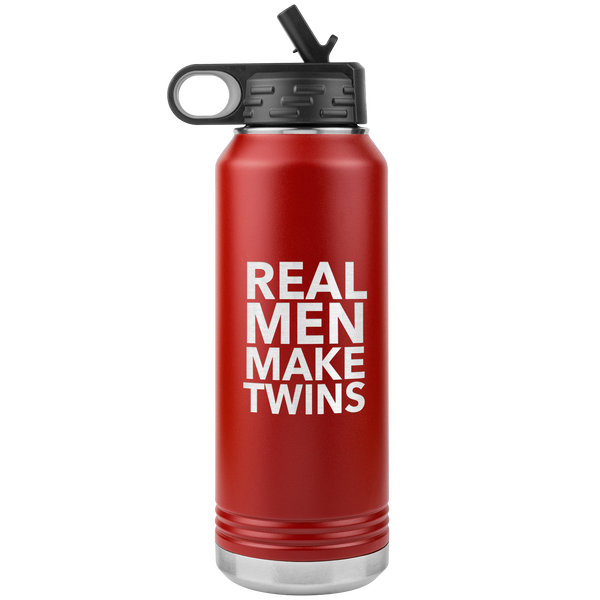 Dad of Twins Gift for Father's Day Real Men Make Twins Funny Water Bottle Insulated Tumbler 32oz BPA Free