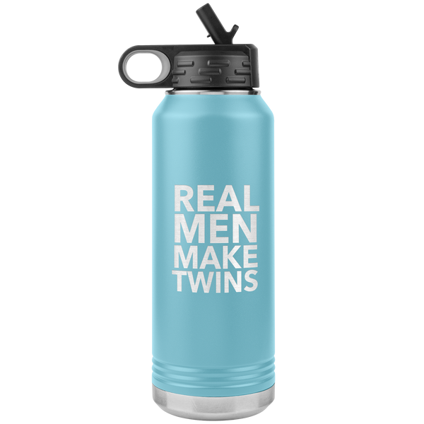 Dad of Twins Gift for Father's Day Real Men Make Twins Funny Water Bottle Insulated Tumbler 32oz BPA Free