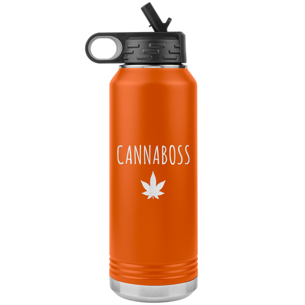 Cannaboss Weed Leaf Cannabis Gifts Marijuana Grower Dispensary Owner Water Bottle Insulated Tumbler 32oz BPA Free