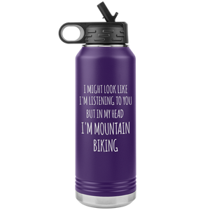 Mountain Biker Gift In My Head I'm Mountain Biking Insulated Water Bottle Tumbler