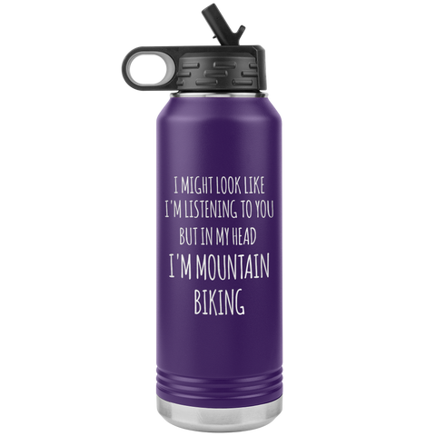 Mountain Biker Gift In My Head I'm Mountain Biking Insulated Water Bottle Tumbler