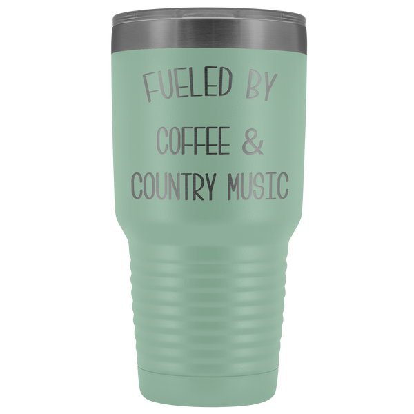 Fueled By Coffee & Country Music Tumbler Insulated Travel Coffee Cup Cute Country Western Fan Gift Nashville Mug BPA Free