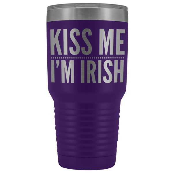 Kiss Me I'm Irish St Patricks Day Tumbler Travel Mug Funny Beer Tumbler Double Wall Vacuum Insulated Hot Cold Cup 30oz BPA Free-Cute But Rude